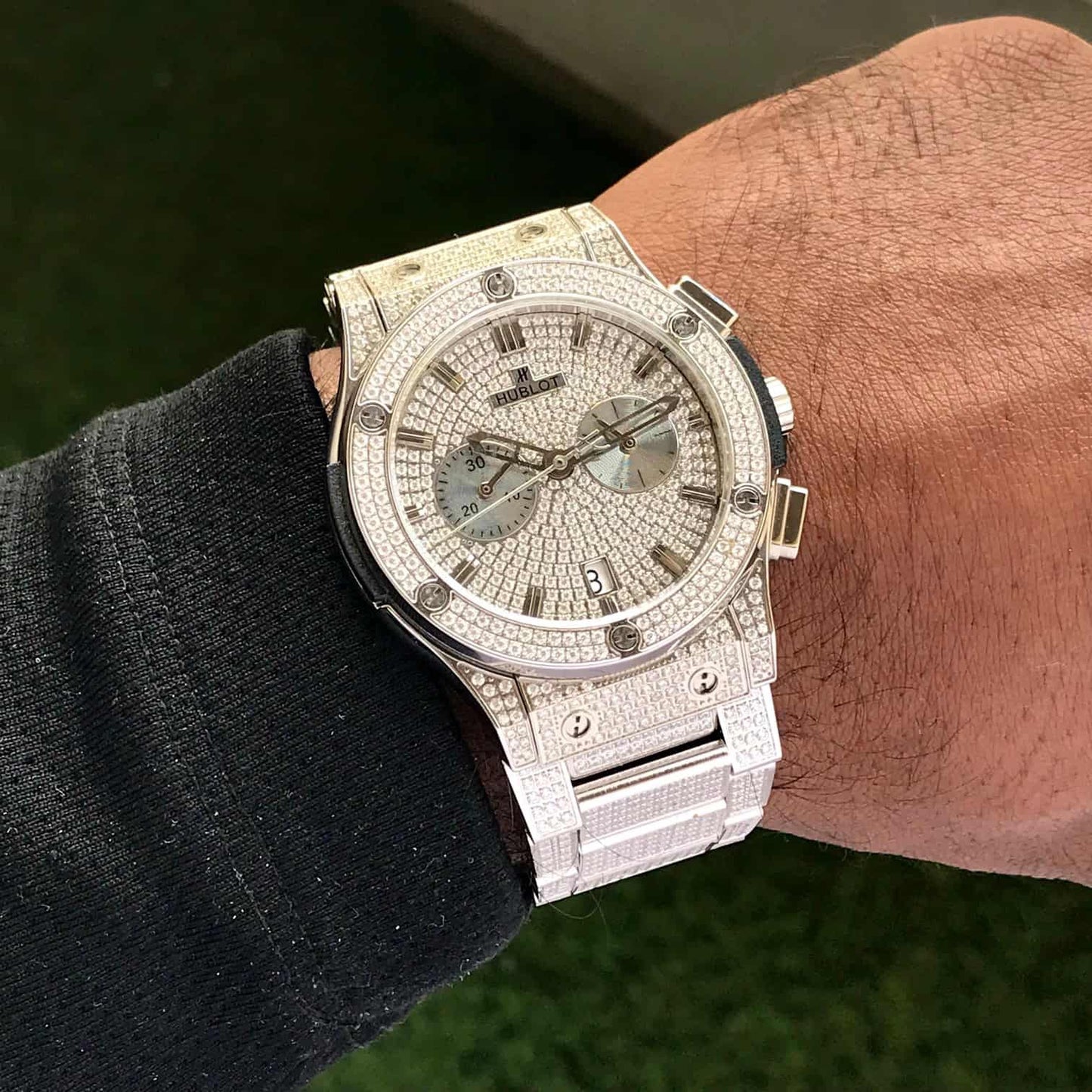 Hublot Big Bang – Full Diamond Chronograph | Rose Gold Bracelet | Men's Luxury Watch