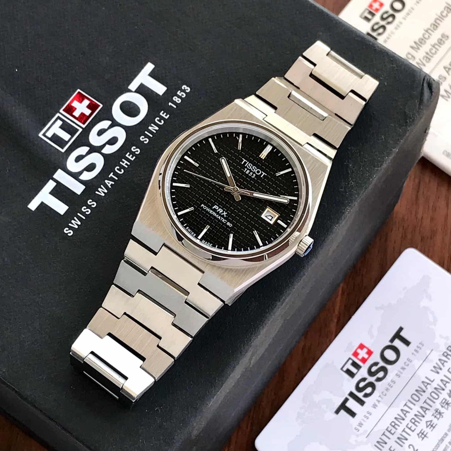 Tissot PRX Powermatic Japanese Black Dial Automatic Mens Watch