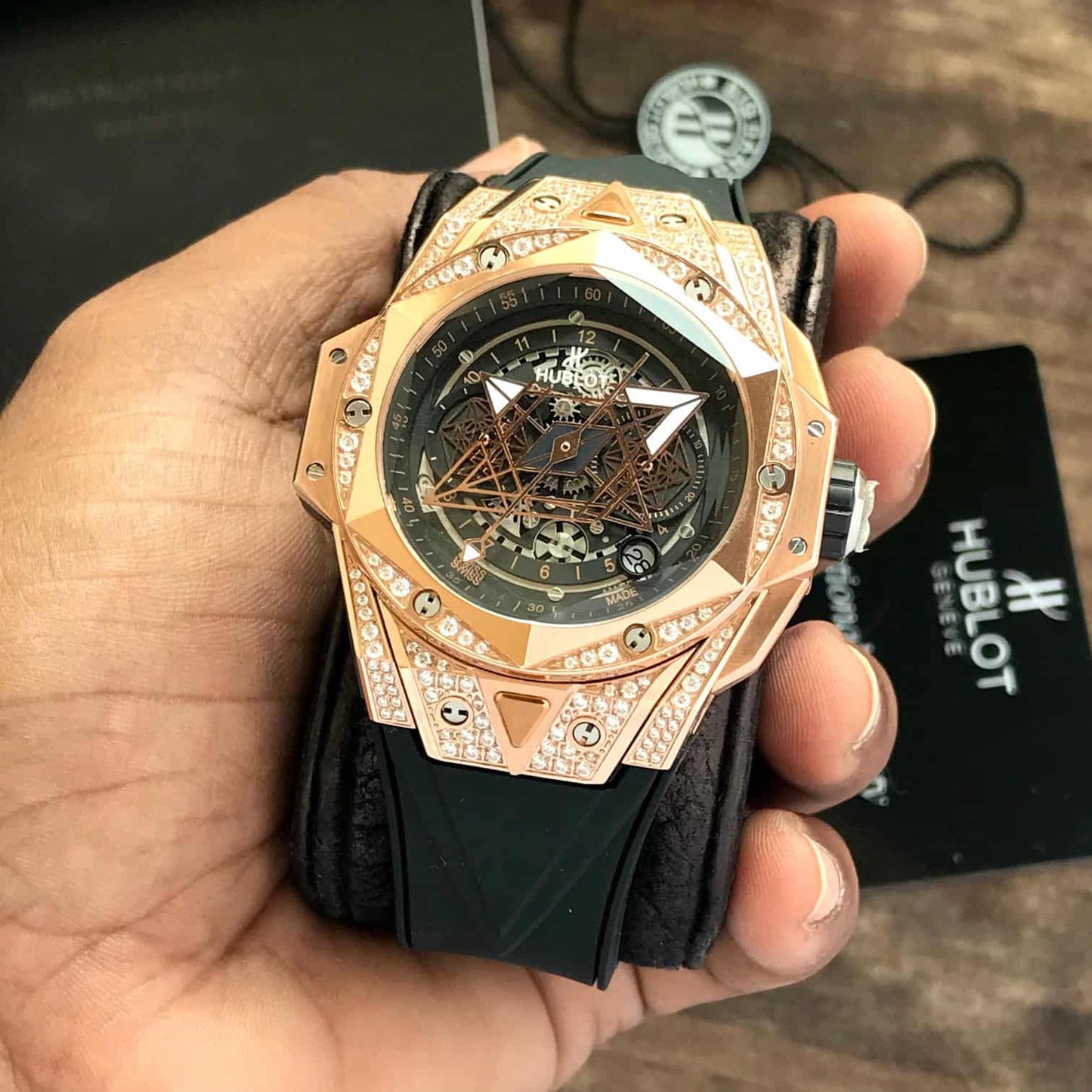 Hublot Big Bang – Rose Gold & Diamond Skeleton Dial | Men's Luxury Watch