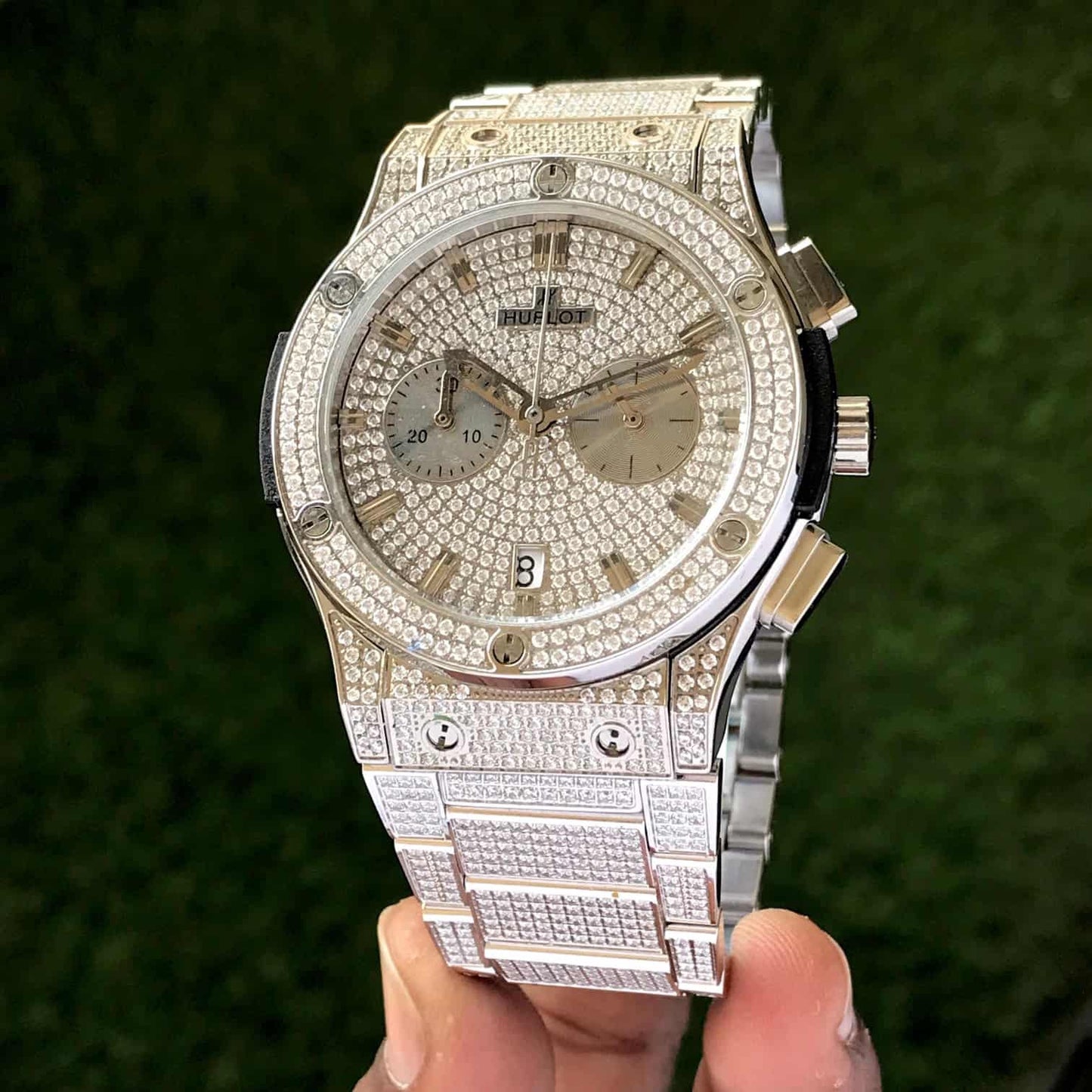 Hublot Big Bang – Full Diamond Chronograph | Rose Gold Bracelet | Men's Luxury Watch