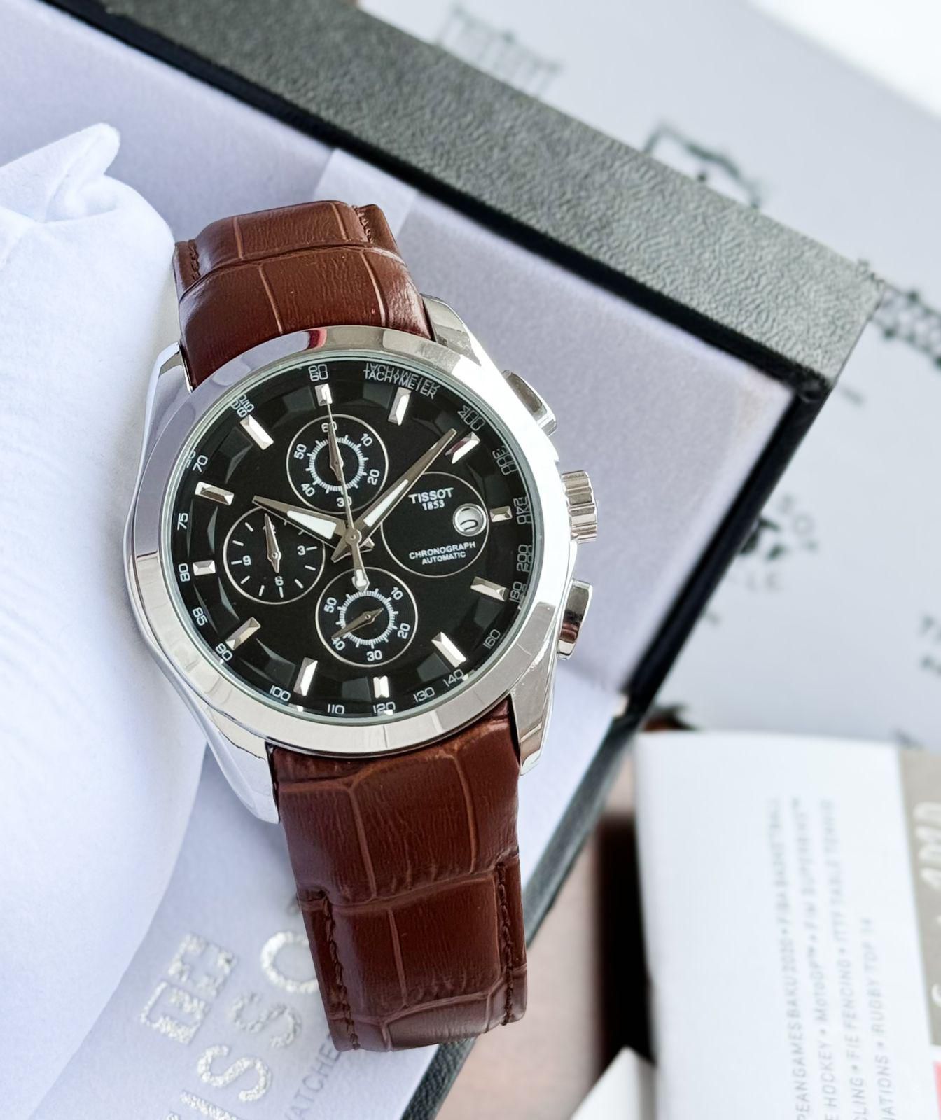 Tissot Chronograph Automatic Men’s Watch – Classic Brown Leather Strap
