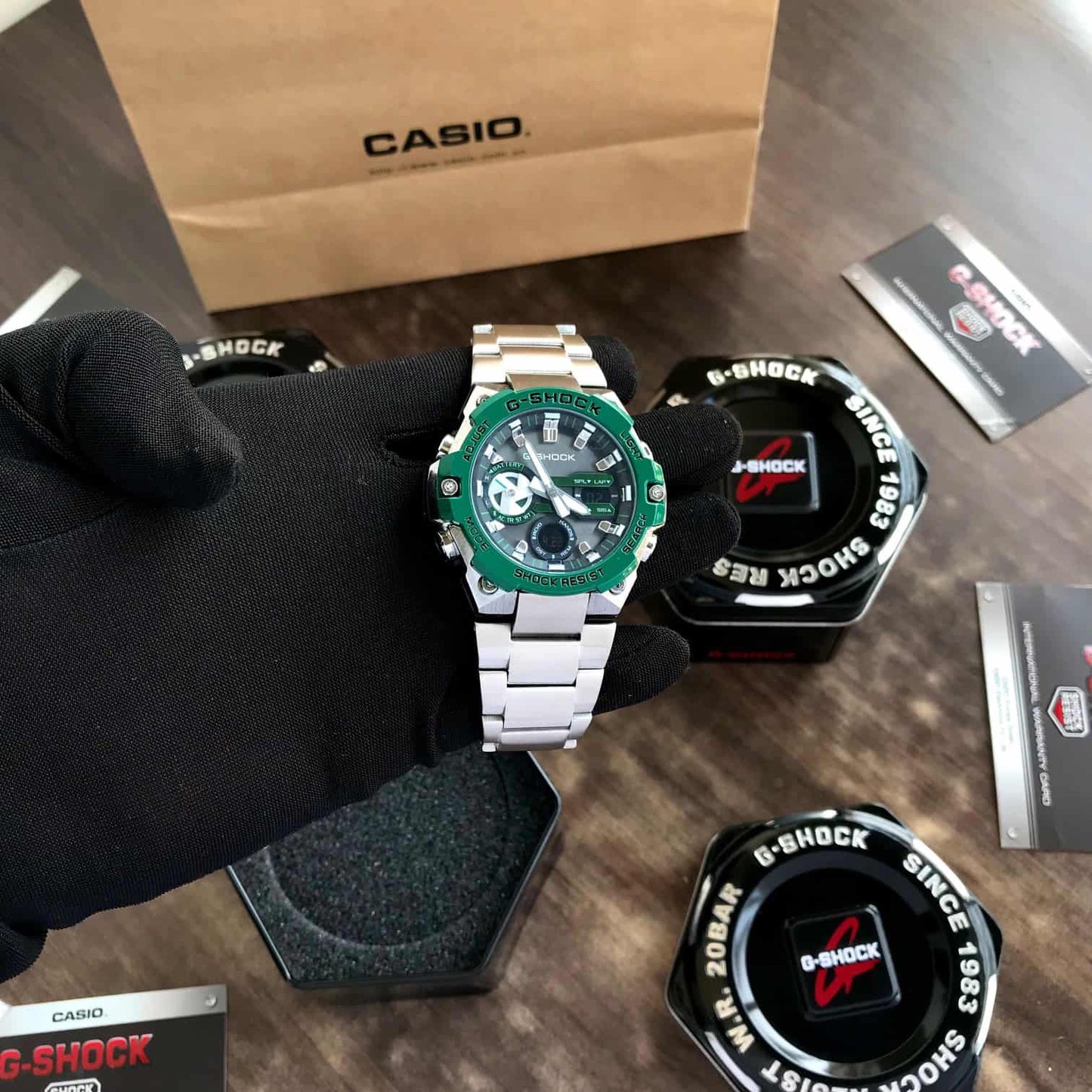 Casio Gshock G-Steel GST-B400 Stainless Steel Green Dial Men’s Watch