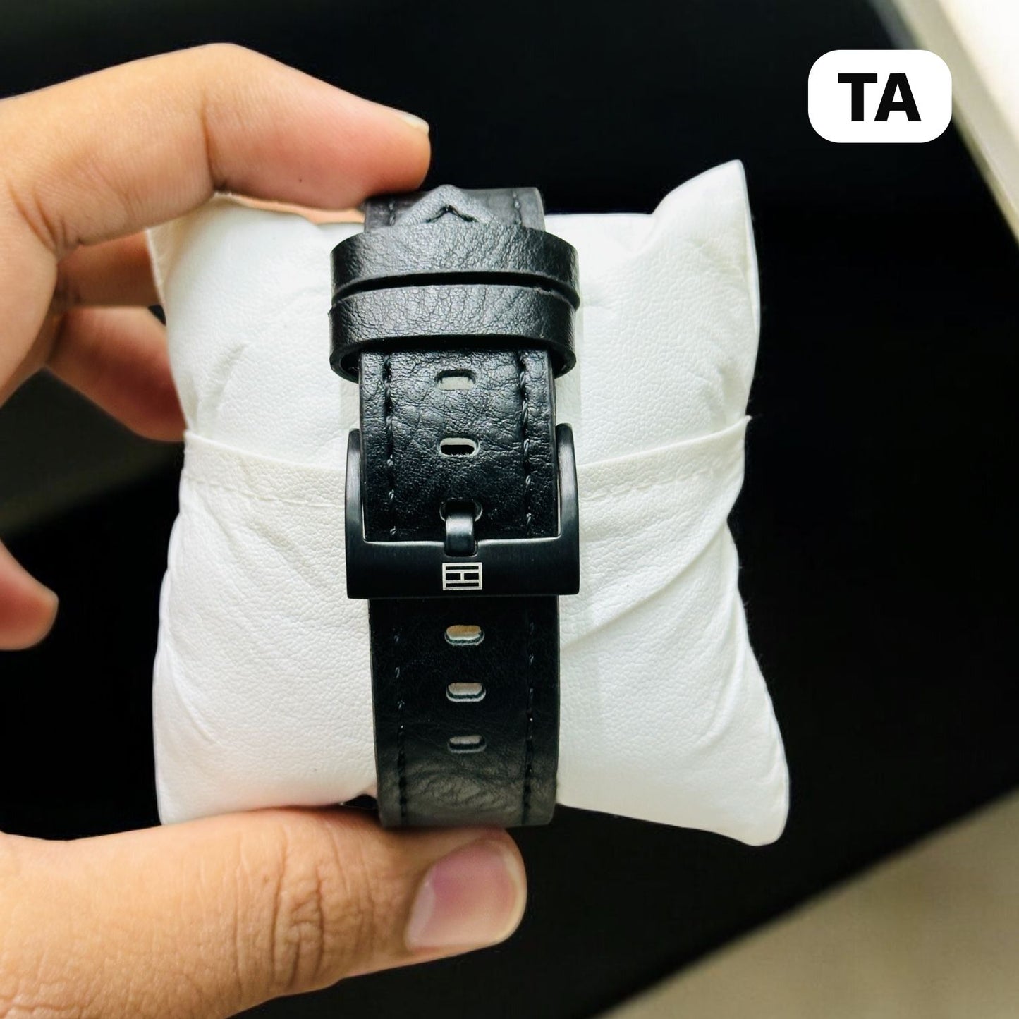 TA Classic Chronograph Watch | Black Dial & Leather Strap