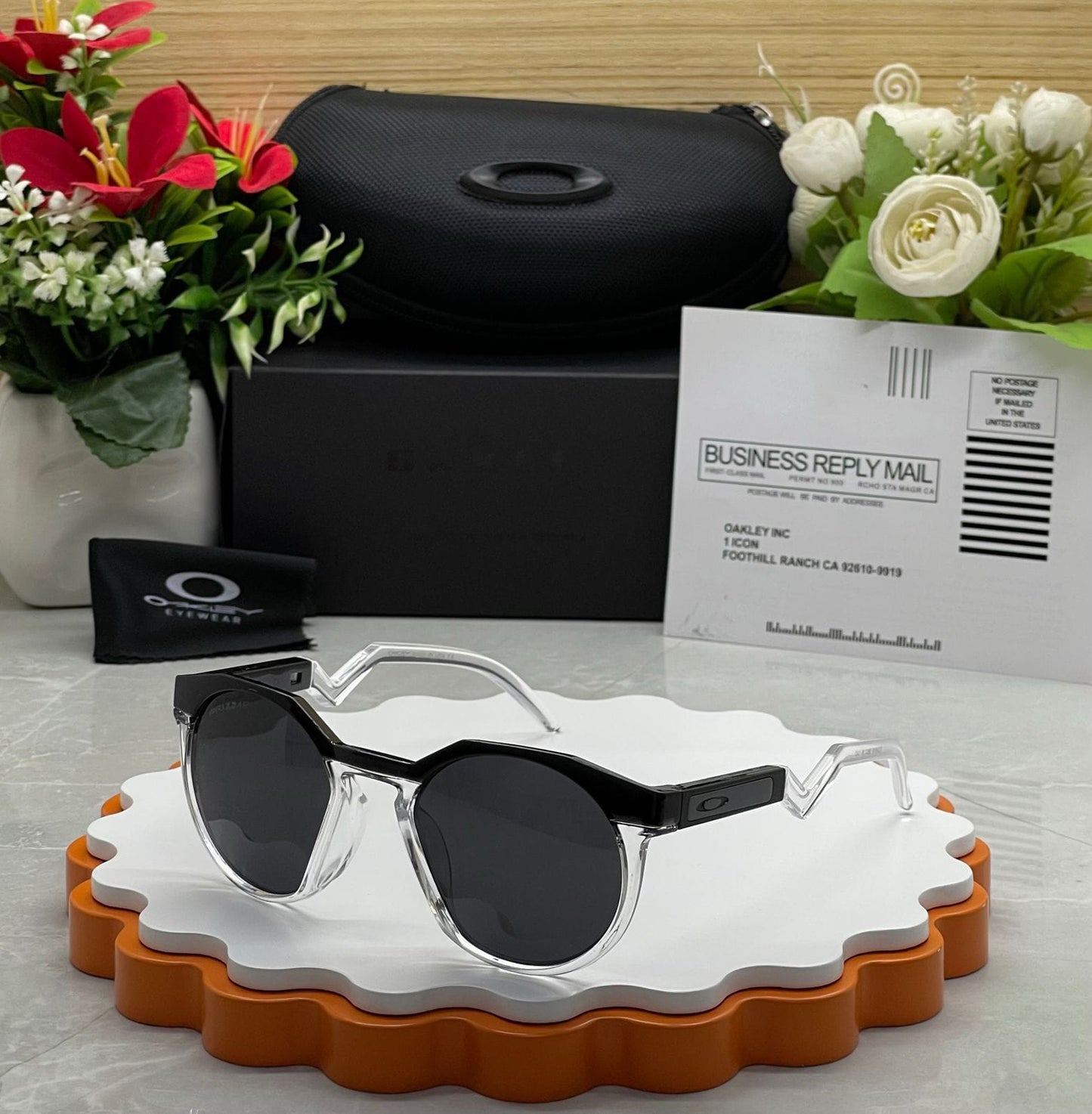 Oakley Fusion Round Sunglasses | Clear & Black Frame