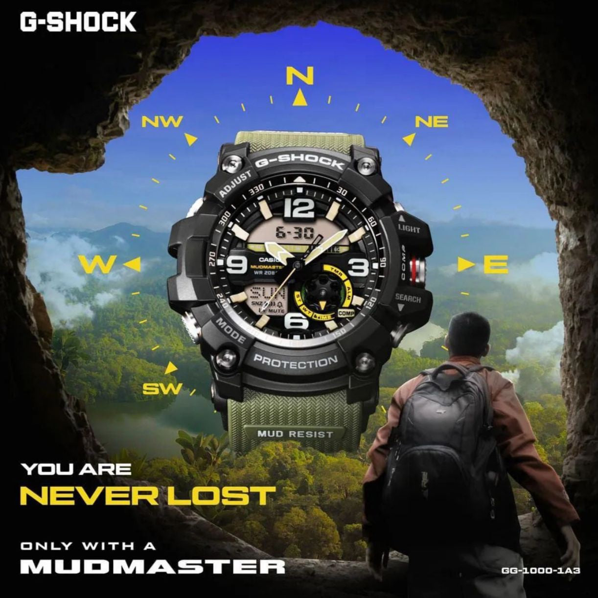 Casio G-Shock Mudmaster GG-1000-1A3DR Black Analog-Digital Dial Green Resin Strap Men’s Watch G662