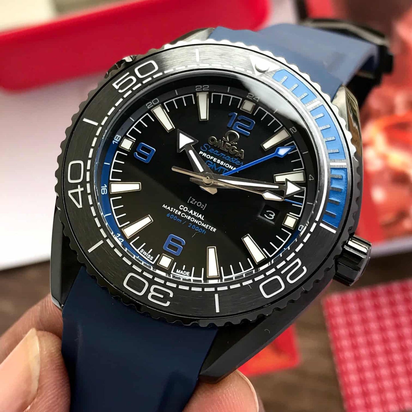 Omega Seamaster Co-Axial GMT Deep Blue Automatic Mens Watch