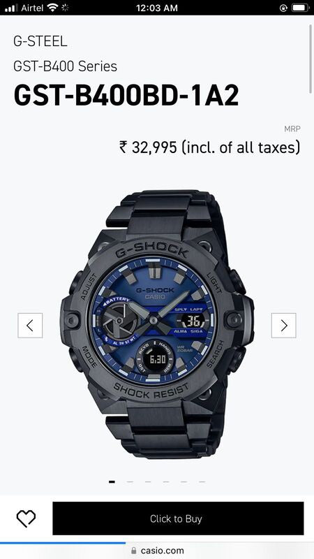 Casio Gshock GST B4008D Japanese Quality Mens Watch