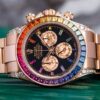 Rolex Rainbow Daytona Rose gold Tone Automatic Japanese Mens Watch