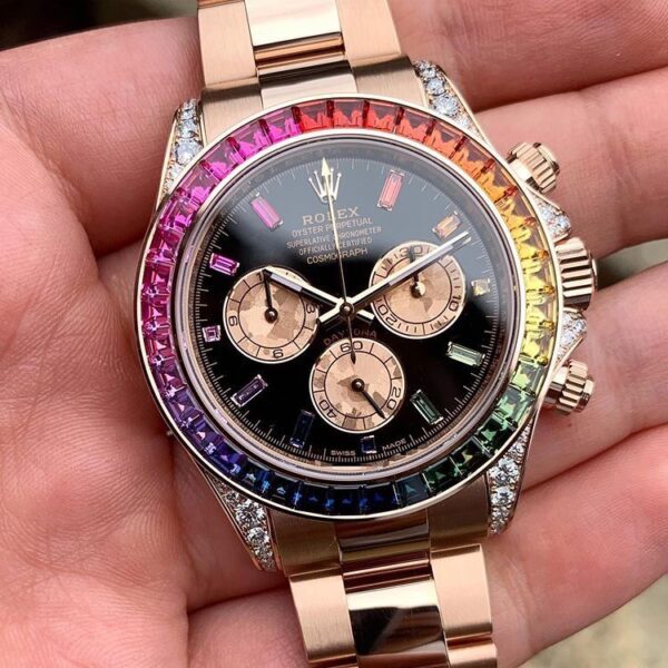 Rolex Rainbow Daytona Rose gold Tone Automatic Japanese Mens Watch