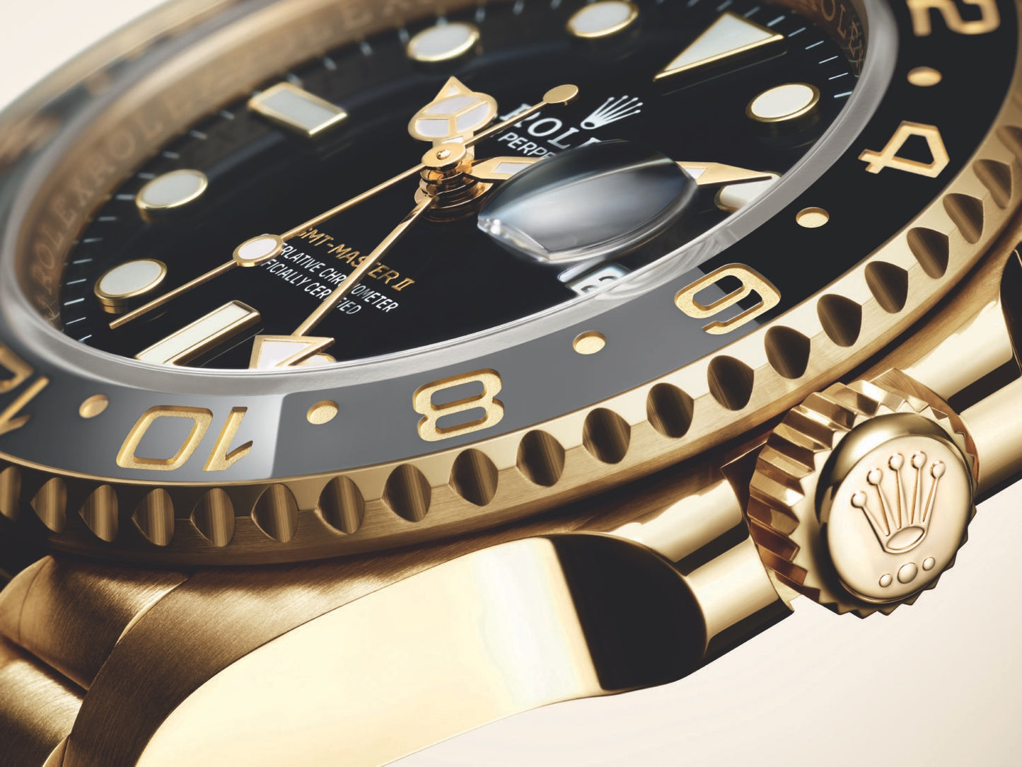 Rolex GMT-Master II With Black Ceramic Bezel Full Gold Tone & Black Dial Japanese Automatic Master Quality Mens Watch