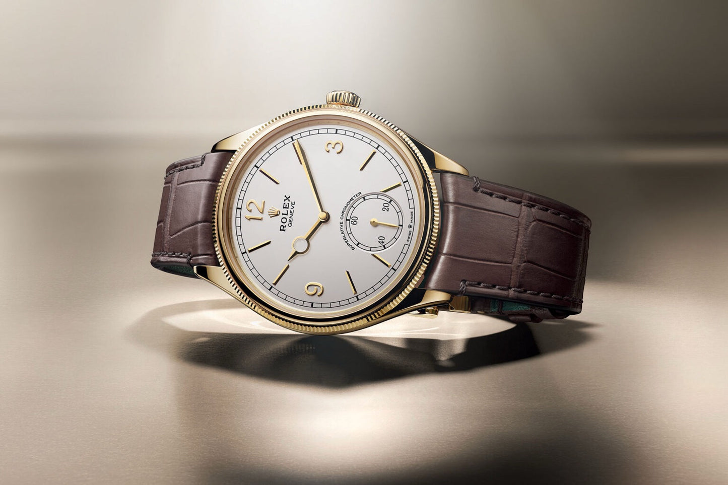 Rolex Perpetual 1908 Gold & White Dial Swiss ETA Movement Machinery Mens Watch