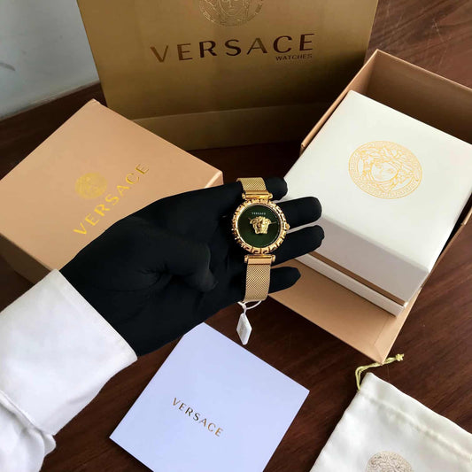 Versace Medusa Gold Mesh Watch – Black Dial Edition