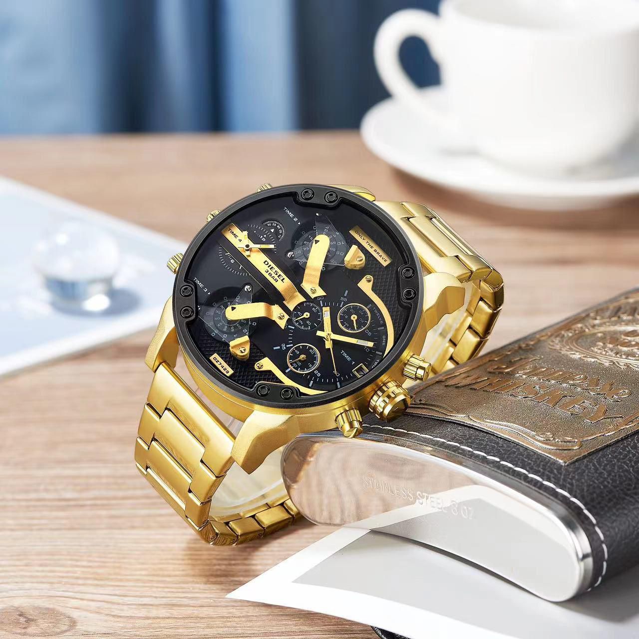 Diesel DZ7428 Multi-Time Oversized Chronograph Watch – 3 Time Zones