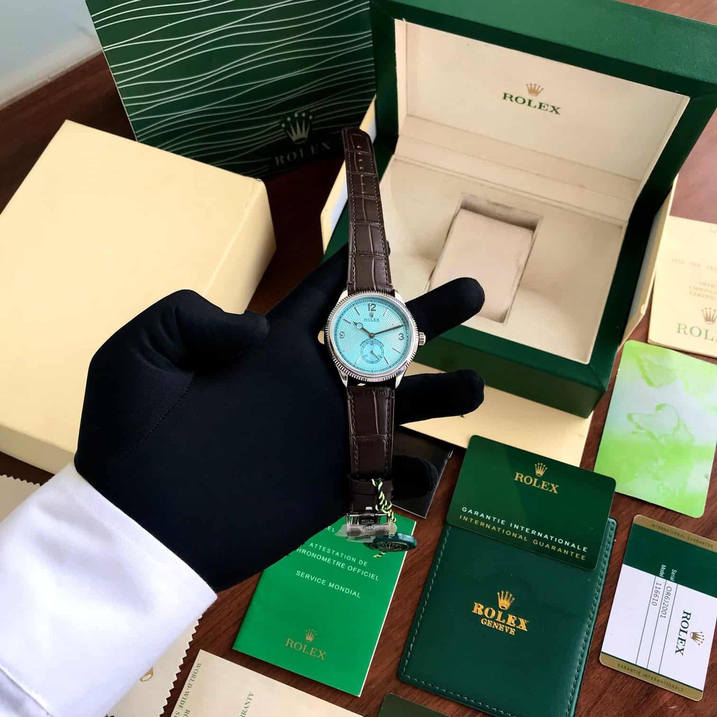 Rolex Perpetual 1908 Ice Blue Dial Swiss ETA Movement Machinery Mens Watch