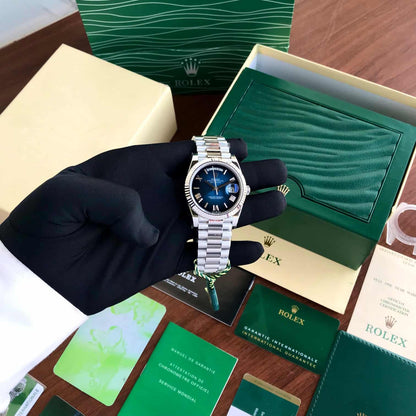 Rolex Day Date 41 Siver Blue Ambre Dial Swiss ETA Automatic Men’s Watch