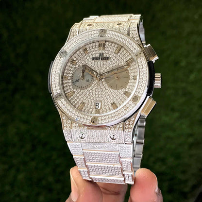 Hublot Big Bang – Full Diamond Chronograph | Rose Gold Bracelet | Men's Luxury Watch