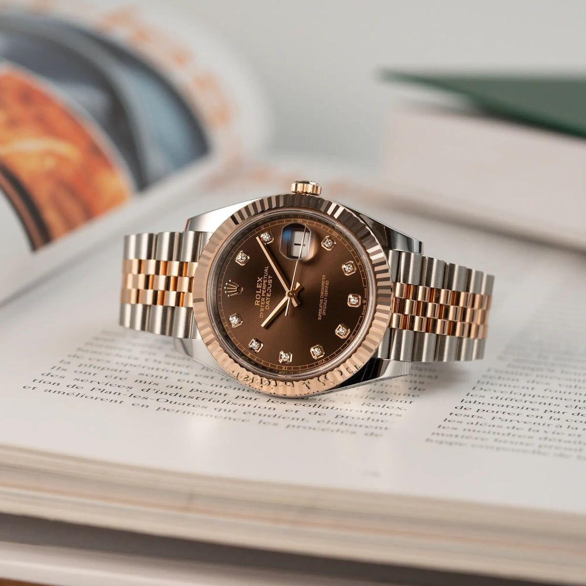 Rolex Date Just 41 Chocolate Dial Japanese Automatic Mens Watch