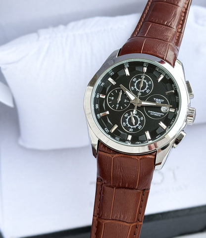 Tissot Chronograph Automatic Men’s Watch – Classic Brown Leather Strap