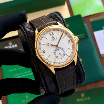 Rolex Perpetual 1908 Gold & White Dial Swiss ETA Movement Machinery Mens Watch