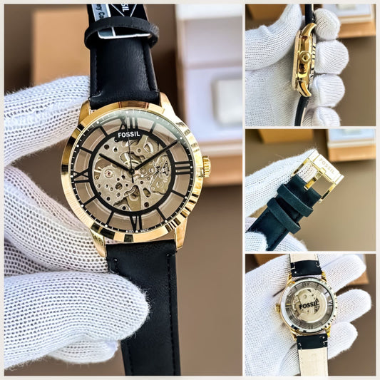 Fossil Townsman Automatic Skeleton Dial Gold-Tone Watch
