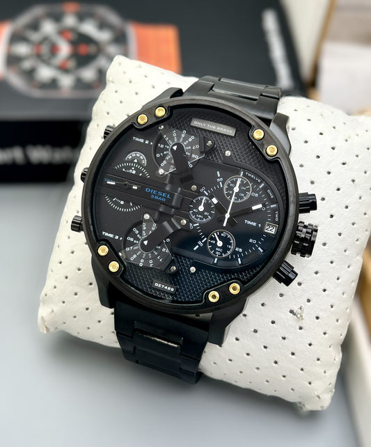 Diesel DZ7428 Multi-Time Oversized Chronograph Watch – 3 Time Zones