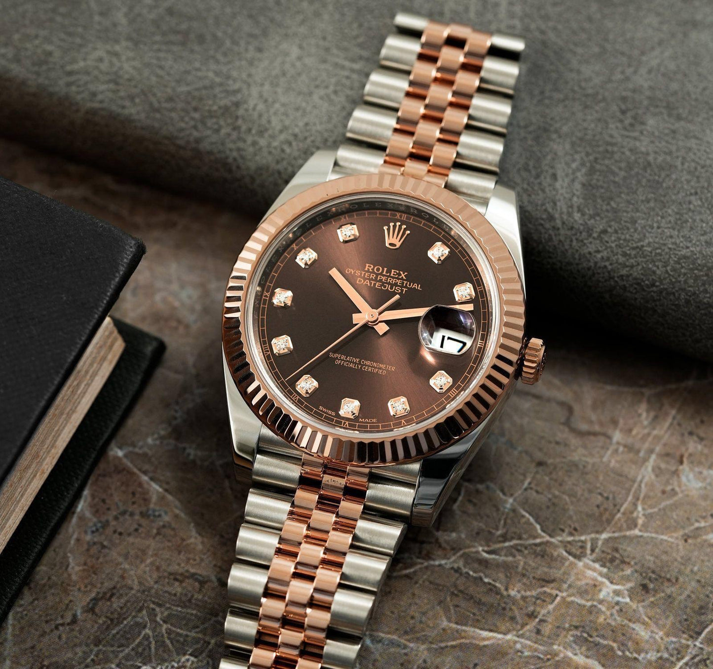 Rolex Date Just 41 Chocolate Dial Japanese Automatic Mens Watch