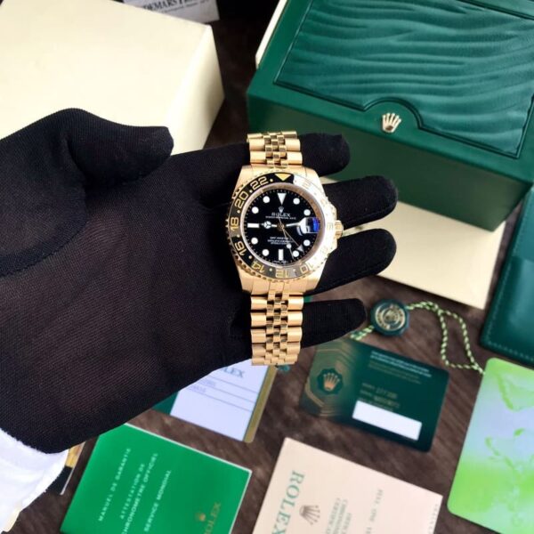 Rolex GMT-Master II With Black Ceramic Bezel Full Gold Tone & Black Dial Japanese Automatic Master Quality Mens Watch