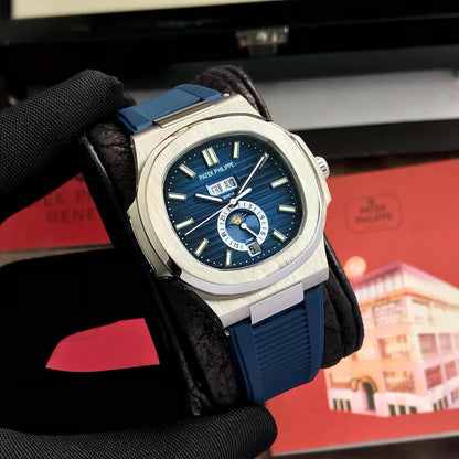 Patek Philippe Annual Calendar Moonphase – Blue Dial Rubber Strap Editio