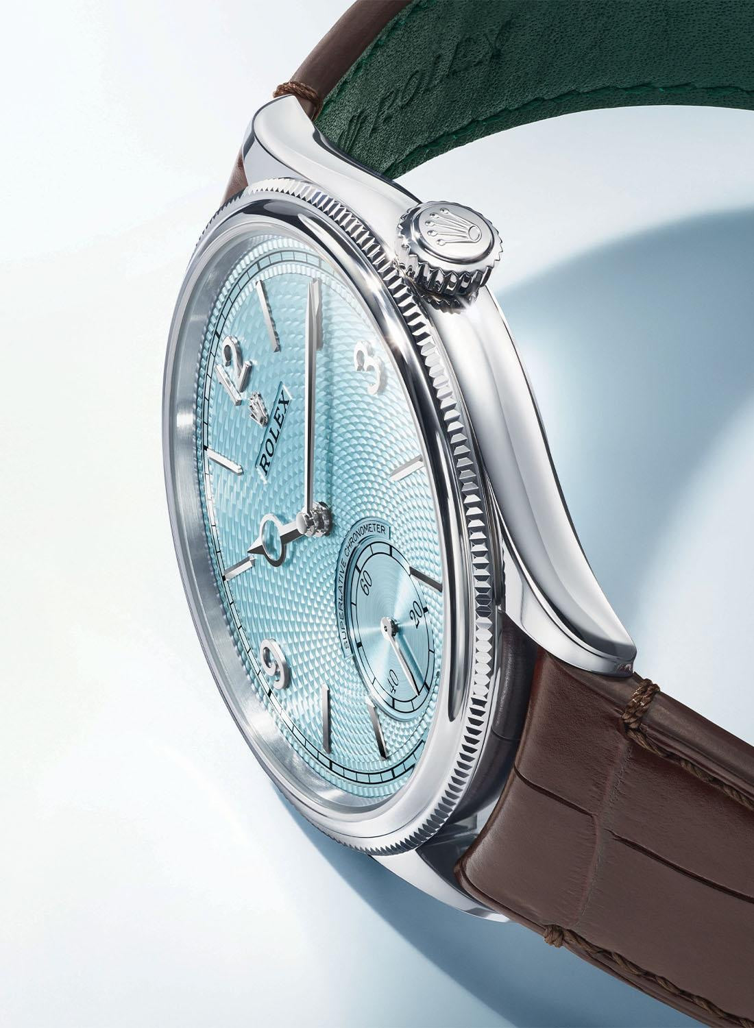 Rolex Perpetual 1908 Ice Blue Dial Swiss ETA Movement Machinery Mens Watch