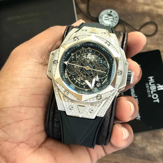 Hublot Big Bang – Diamond-Set Skeleton Dial | Rose Gold & Rubber Strap | Men's Luxury Watch