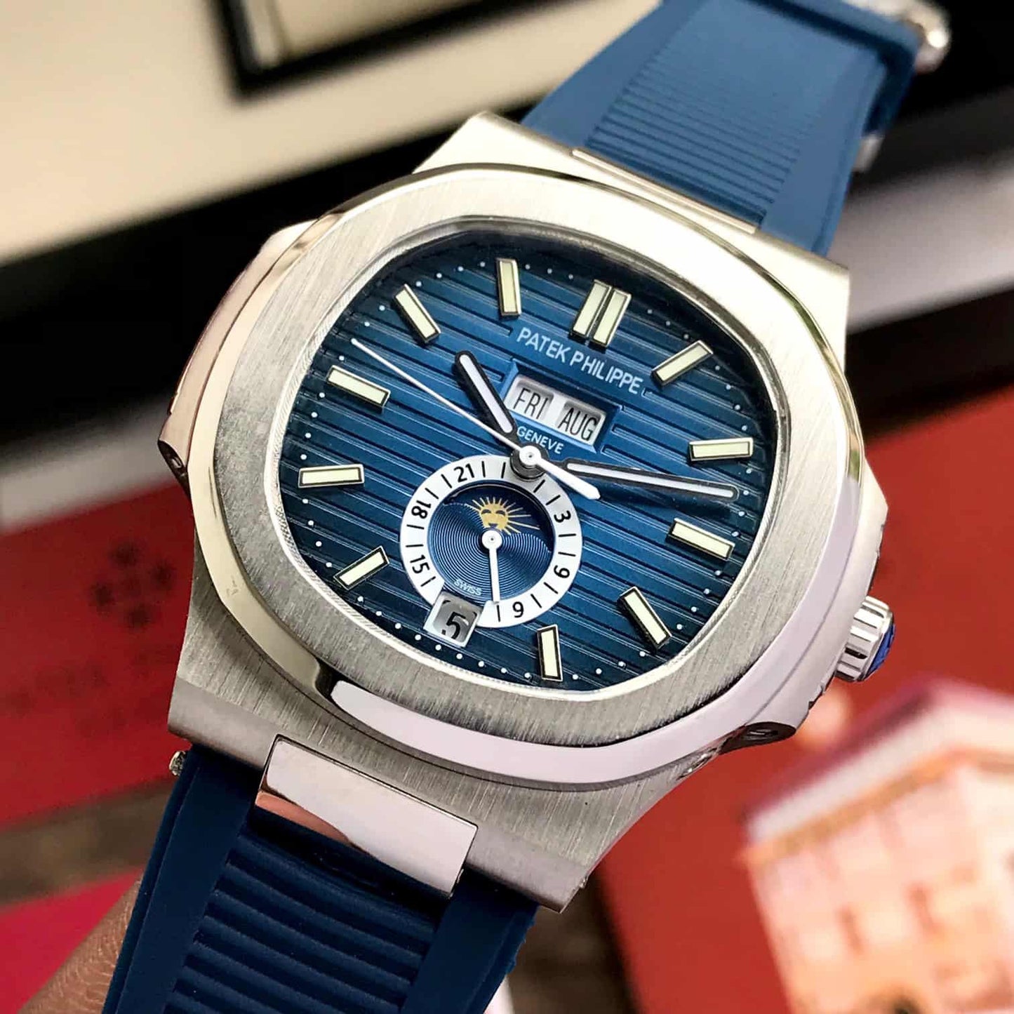 Patek Philippe Annual Calendar Moonphase – Blue Dial Rubber Strap Editio