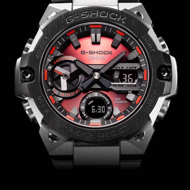 Casio Gshock G-Steel GST-B400 Stainless Steel Red Dial Men’s Watch