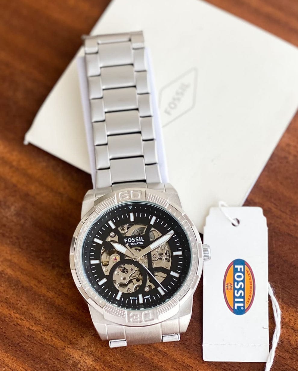 Fossil Men’s Automatic Skeleton Watch – Silver Steel