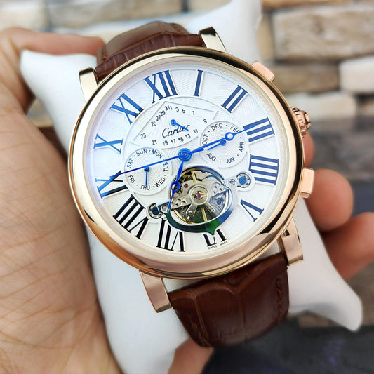 Cartier Celeste Complication – White Dial & Cognac Strap
