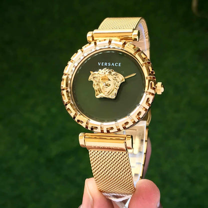 Versace Medusa Gold Mesh Watch – Black Dial Edition