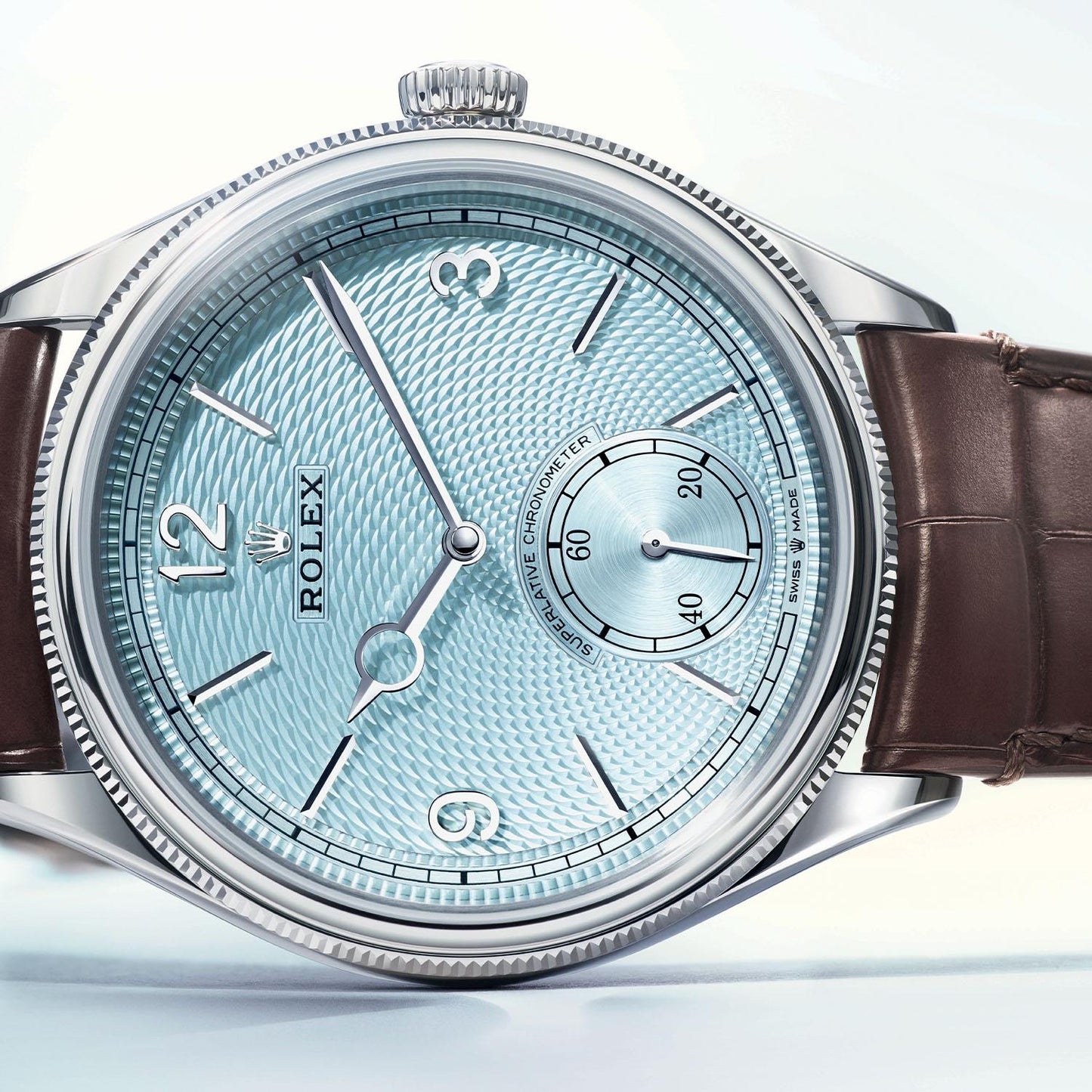 Rolex Perpetual 1908 Ice Blue Dial Swiss ETA Movement Machinery Mens Watch