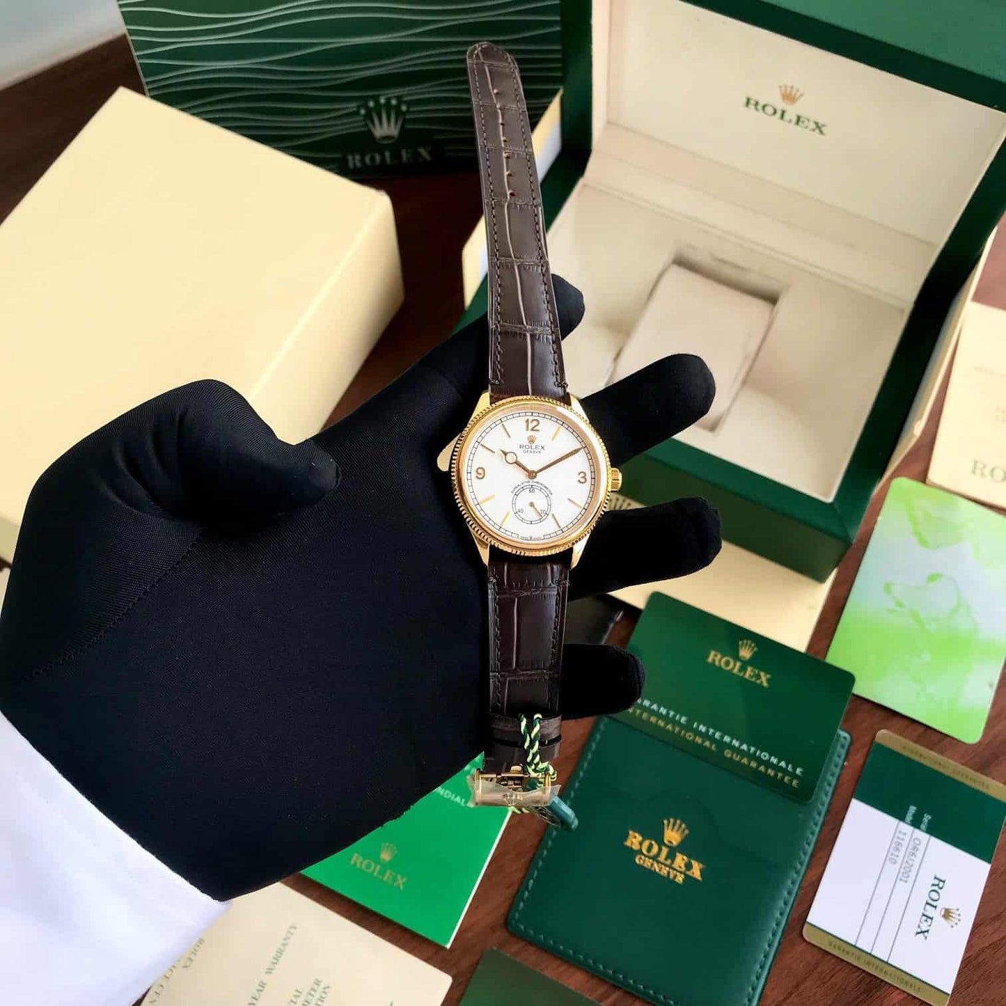 Rolex Perpetual 1908 Gold & White Dial Swiss ETA Movement Machinery Mens Watch