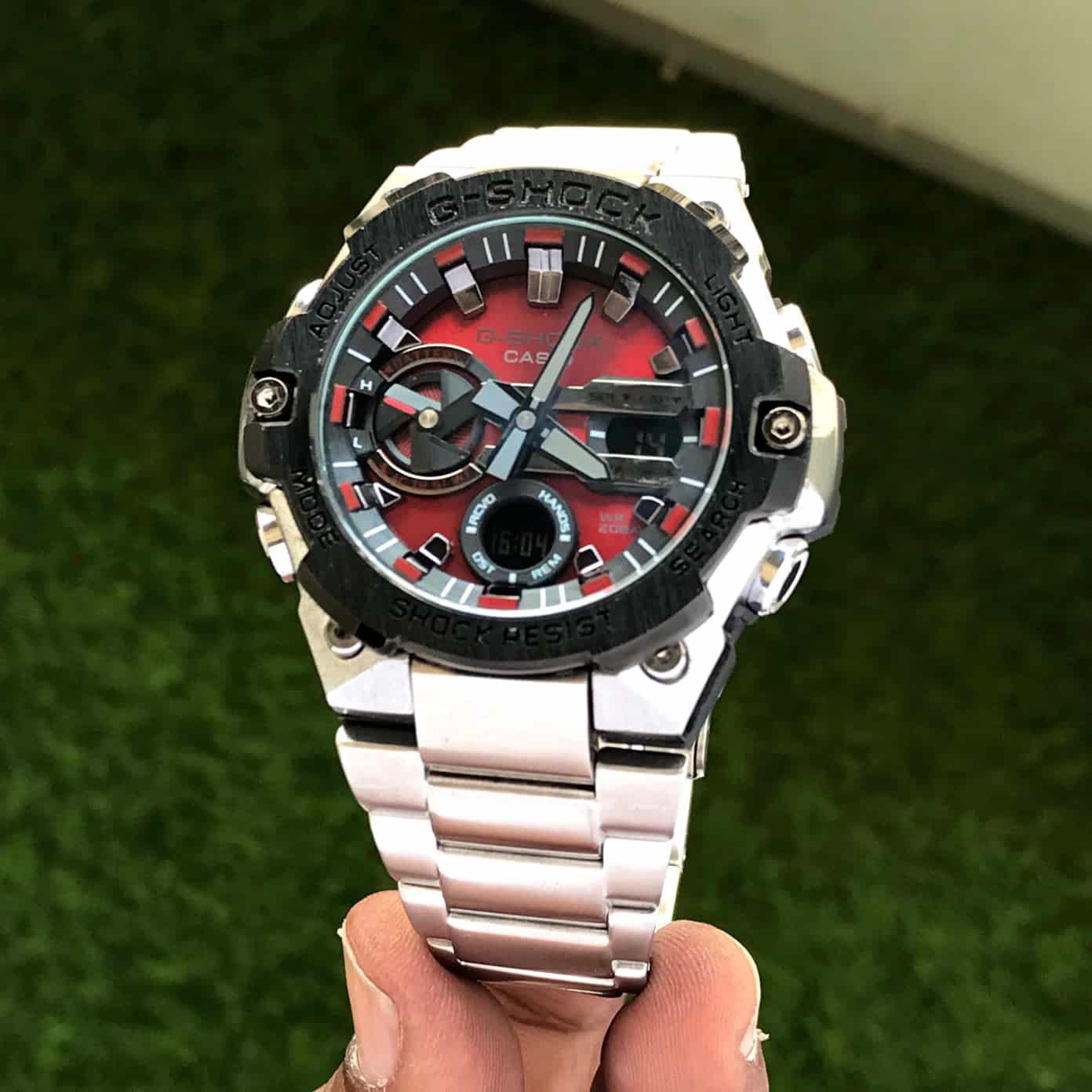 Casio Gshock G-Steel GST-B400 Stainless Steel Red Dial Men’s Watch