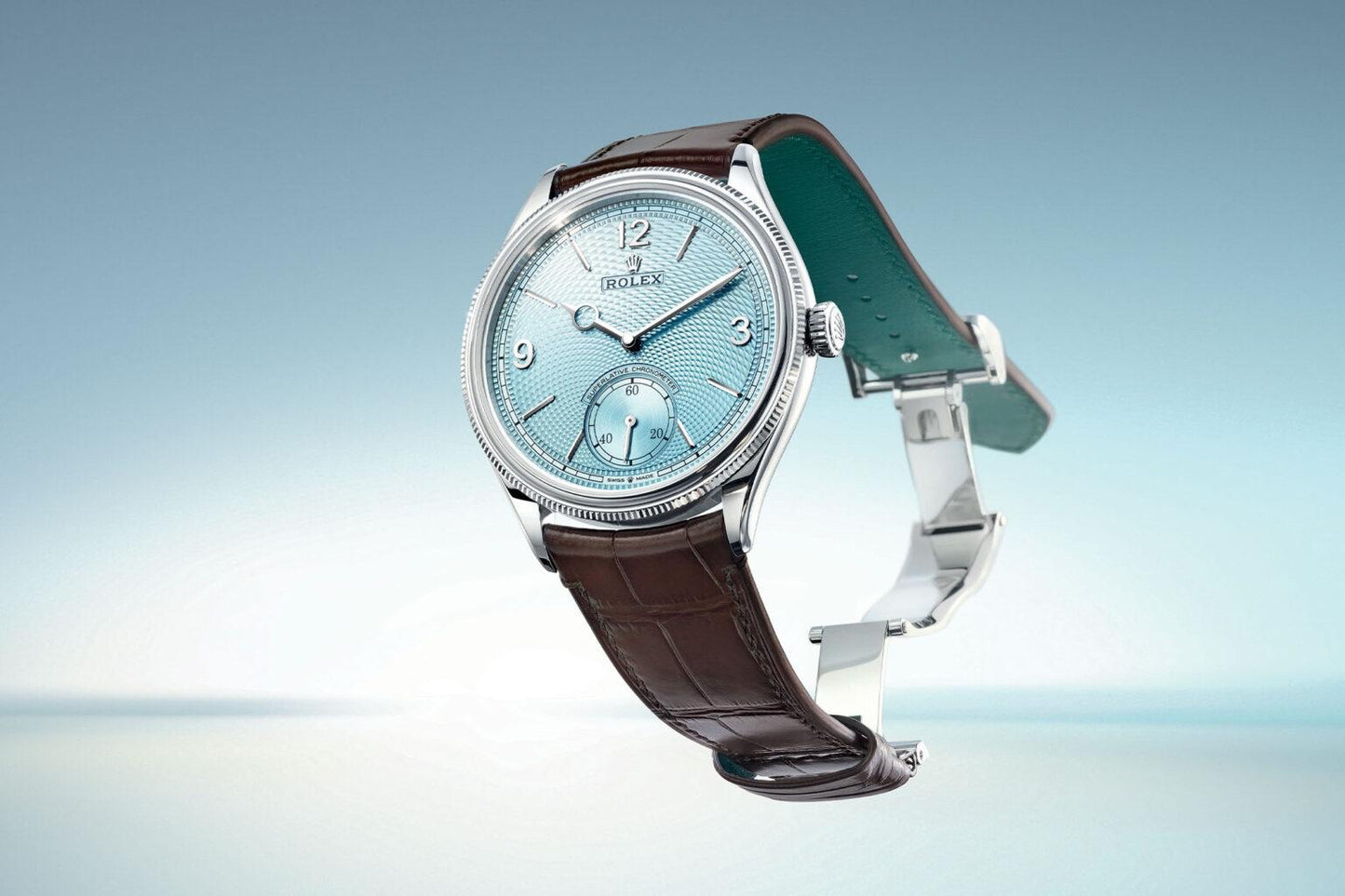 Rolex Perpetual 1908 Ice Blue Dial Swiss ETA Movement Machinery Mens Watch