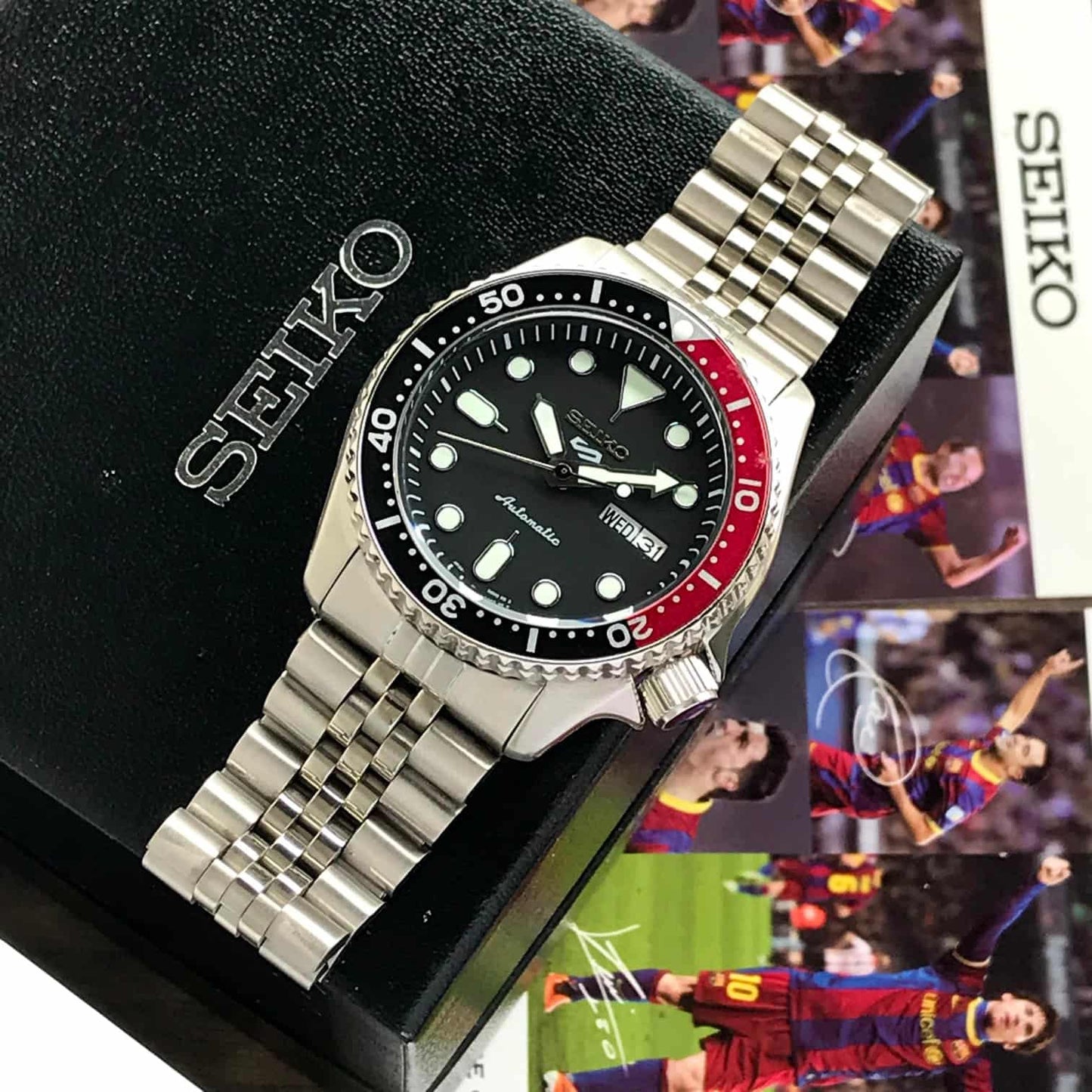 Seiko 5 Sports Black Grape Automatic Jubli Chain Mens Watch