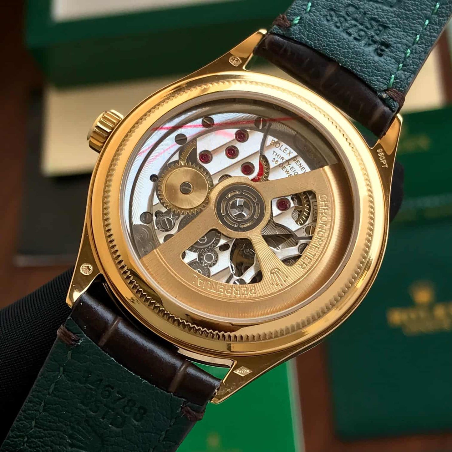 Rolex Perpetual 1908 Gold & White Dial Swiss ETA Movement Machinery Mens Watch