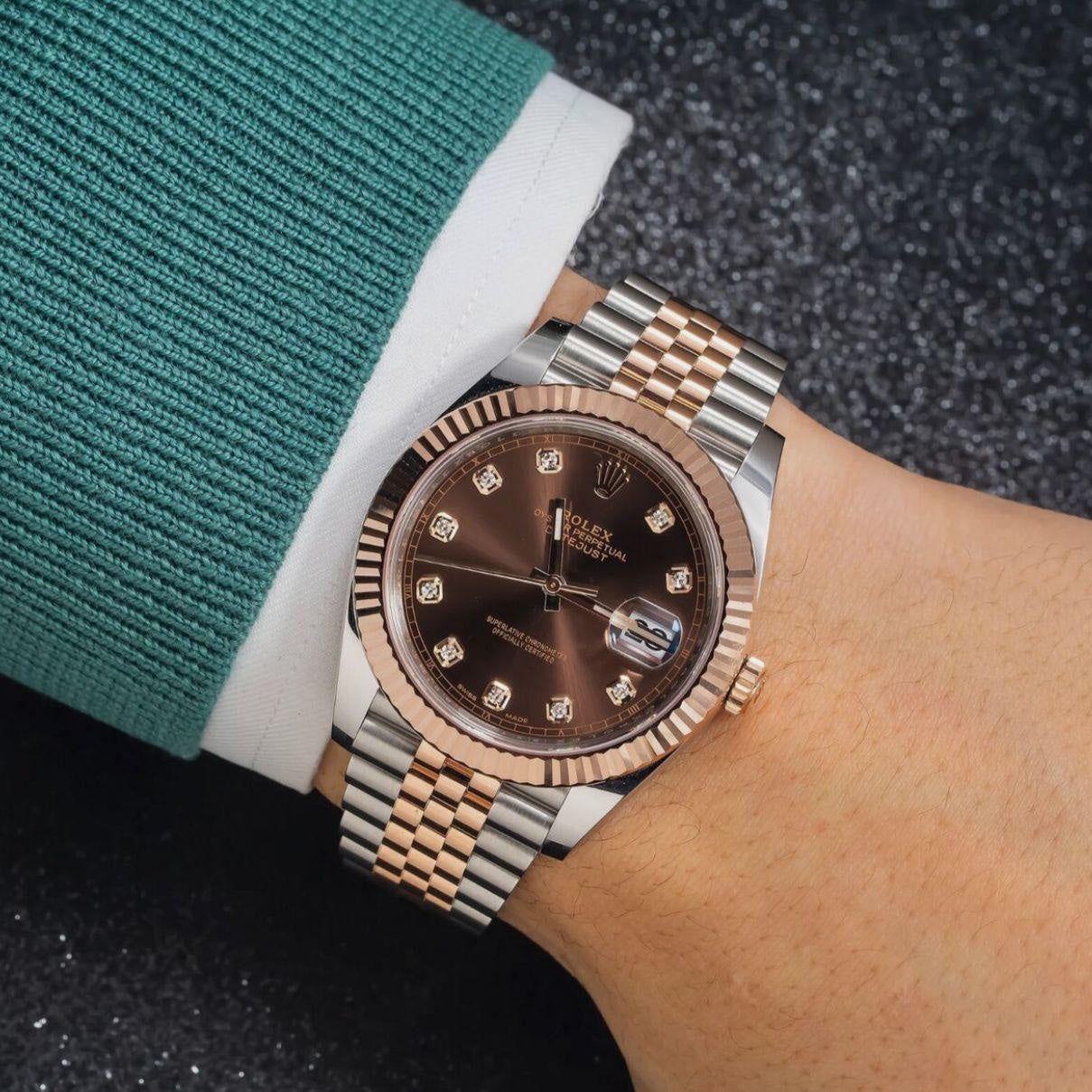 Rolex Date Just 41 Chocolate Dial Japanese Automatic Mens Watch