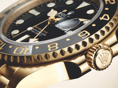 Rolex GMT-Master II With Black Ceramic Bezel Full Gold Tone & Black Dial Japanese Automatic Master Quality Mens Watch